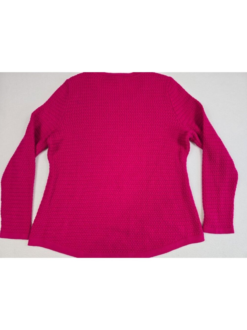 Talbots Petite Raspberry Pink Textured Sweater Long Sleeve Large LP Wool Blend - Picture 4 of 5